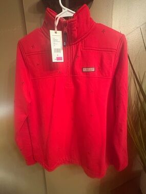 Vineyard Vines Red Embroidered Collar Fleece